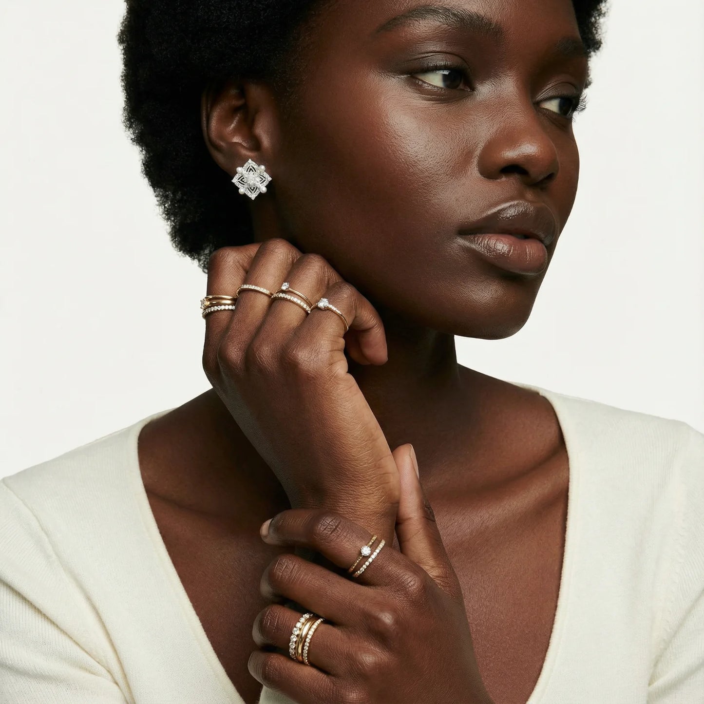 Mandala Cross Pearl Stud Earrings