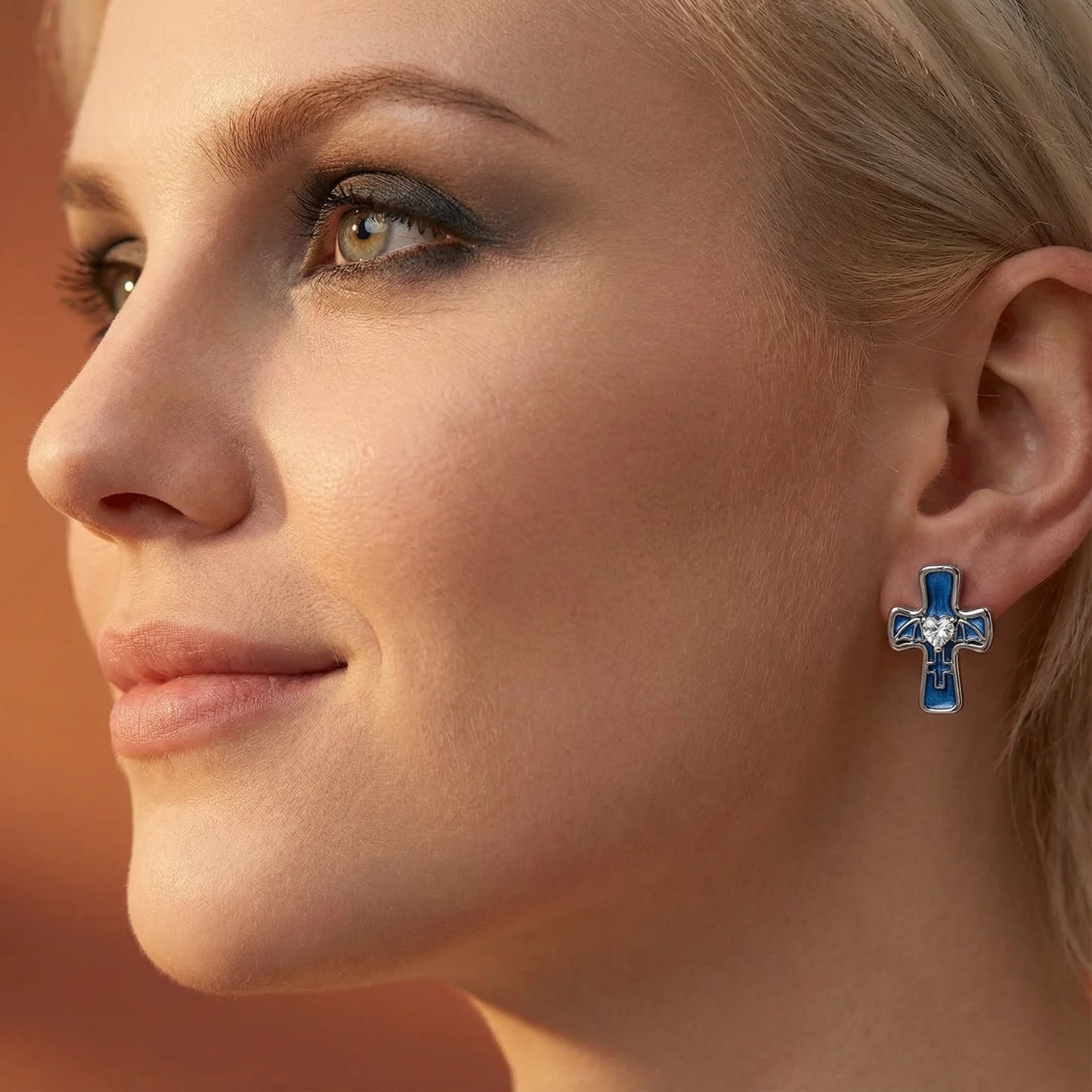 Midnight Wing Cross Earrings