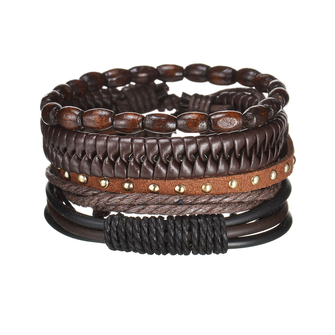 Men’s Layered Vegan Leather Bracelet | Modern Rope Design