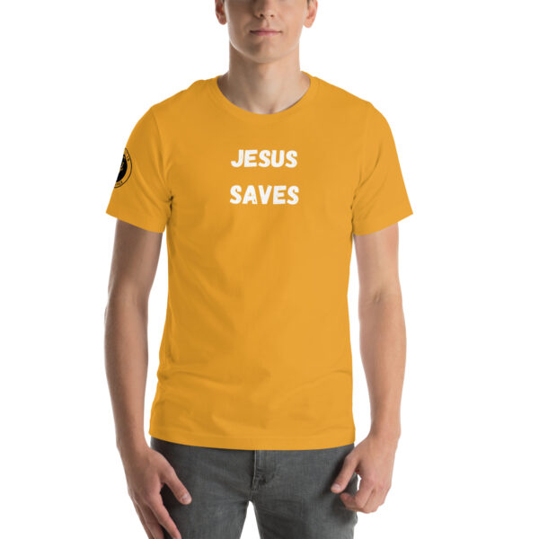 Jesus Saves Tee mustard