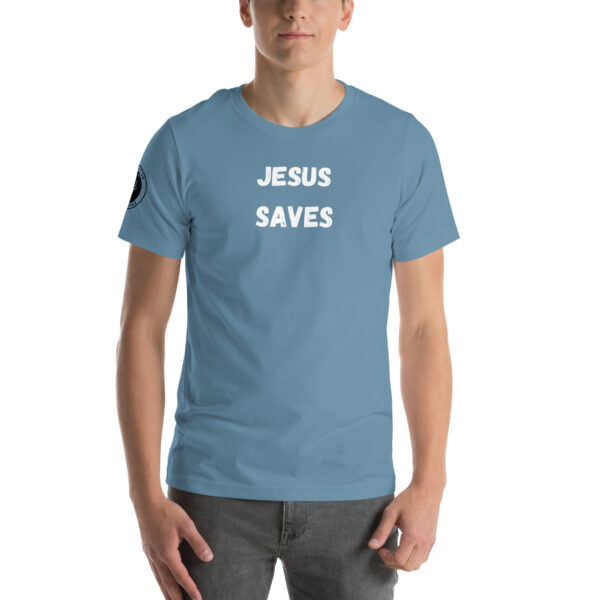 Jesus Saves Tee steel blue
